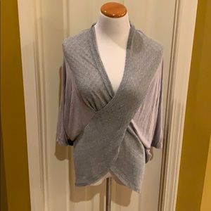 Anthropologie gray batwing top with crochet size S